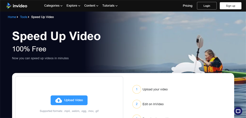 Tăng tốc độ video online miễn phí với InVideo