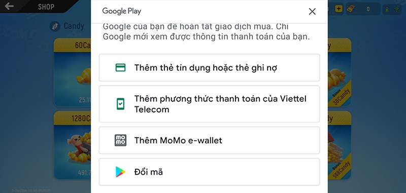 Chọn h&igrave;nh thức nạp