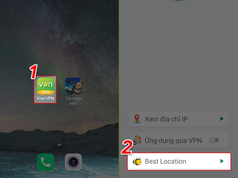 V&agrave;o ứng dụng Kiwi