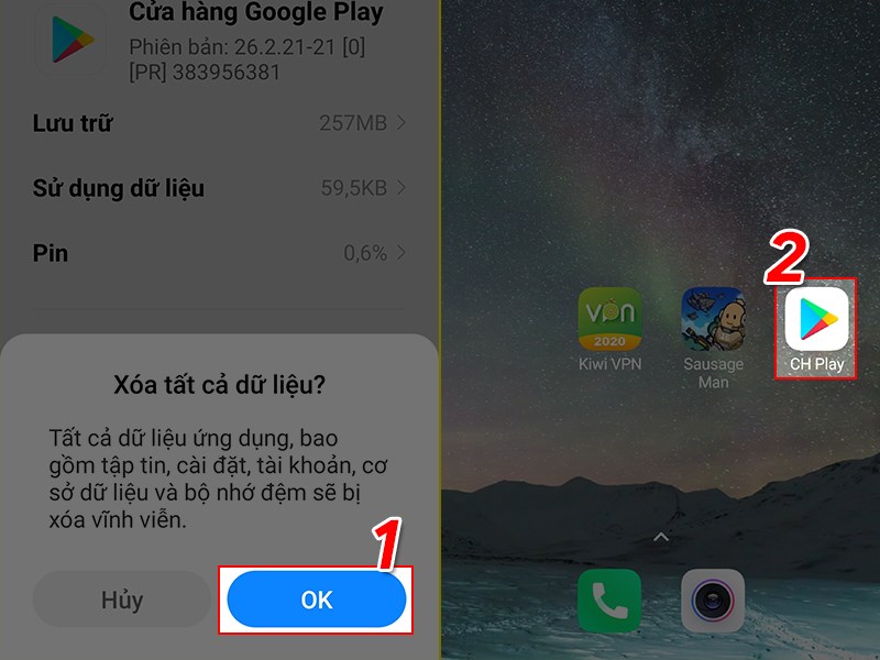 Đồng &yacute; x&oacute;a tất cả dữ liệu