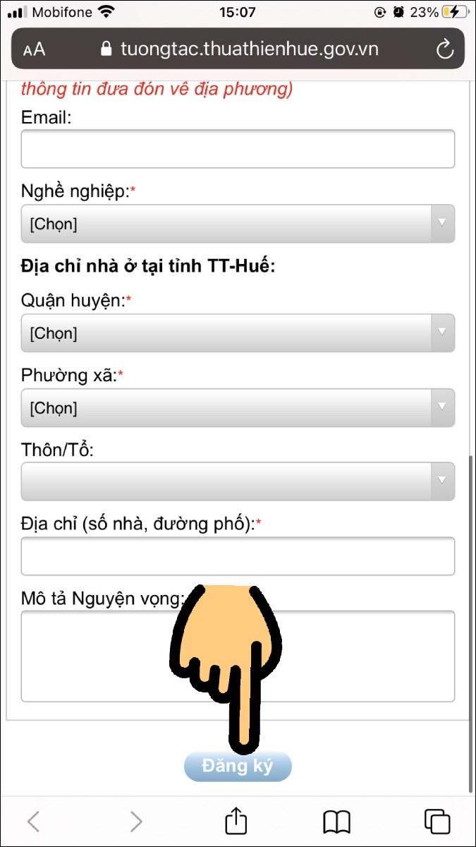 Nhấn n&uacute;t Đăng k&yacute;