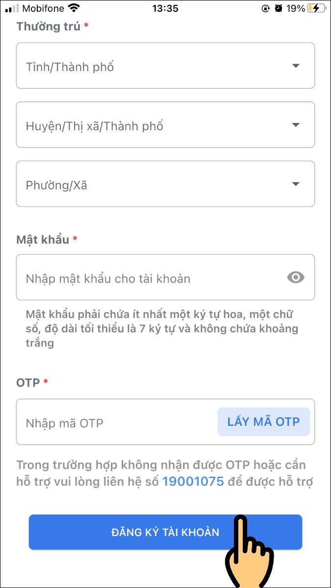 Nhấn n&uacute;t Đăng k&yacute; t&agrave;i khoản