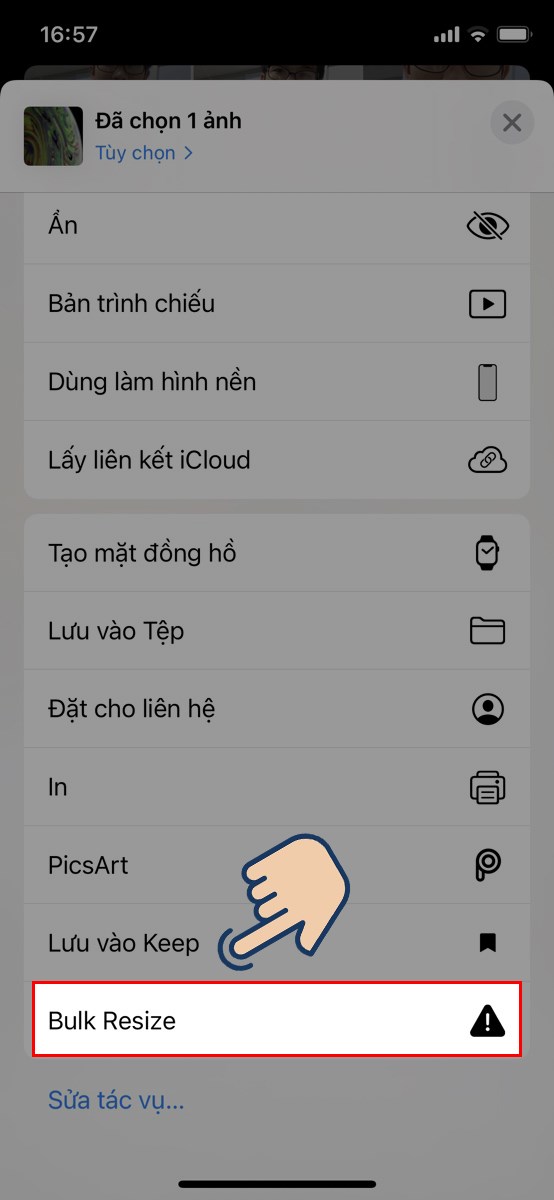 Tại đ&acirc;y bạn h&atilde;y k&eacute;o xuống dưới v&agrave; t&igrave;m đến Bulk Resize.