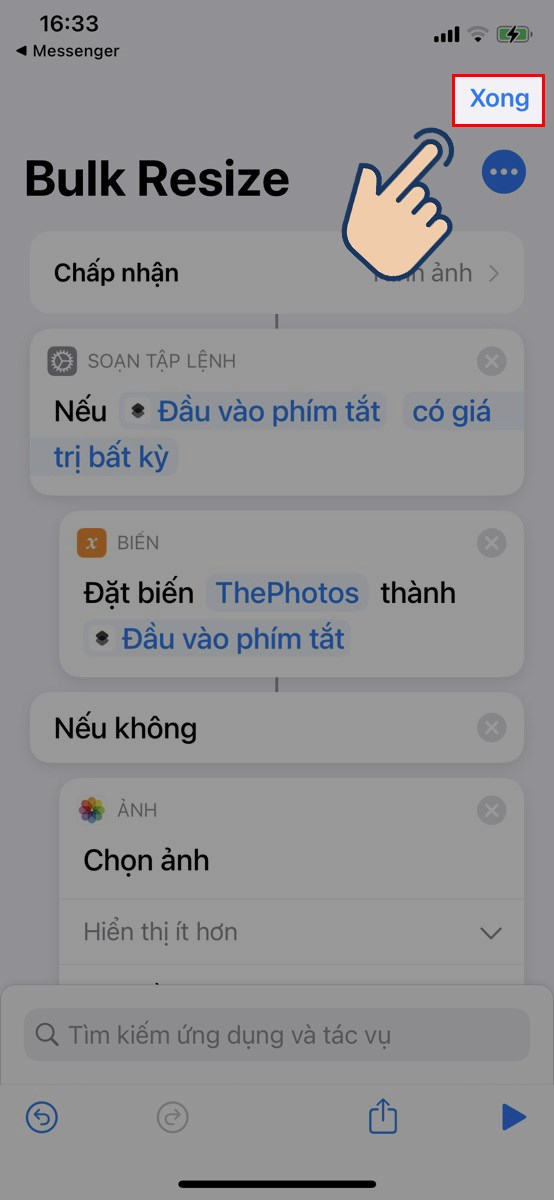 Tiếp theo bạn h&atilde;y nhấn Xong khi ho&agrave;n th&agrave;nh tất cả c&aacute;c thao t&aacute;c.