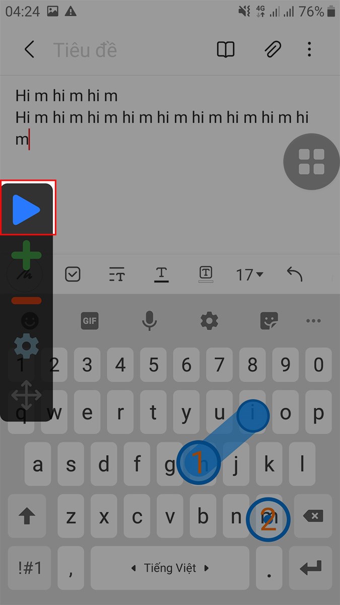 Nhấn vào biểu tượng nút play để bật tự động click