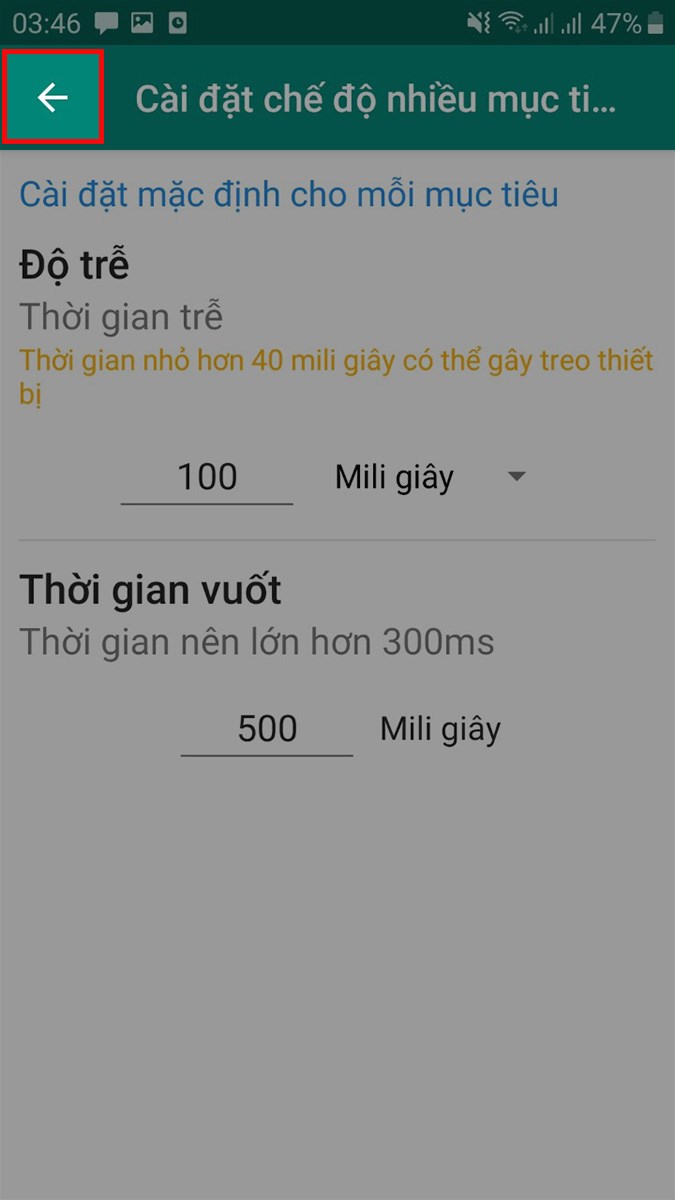 Nhấn vào biểu tượng mũi tên ở góc trên bên trái để quay trở lại giao diện chính