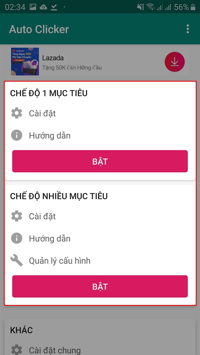 ó 2 chế độ để bạn lựa chọn: chế độ 1 mục tiêu và chế độ nhiều mục tiêu