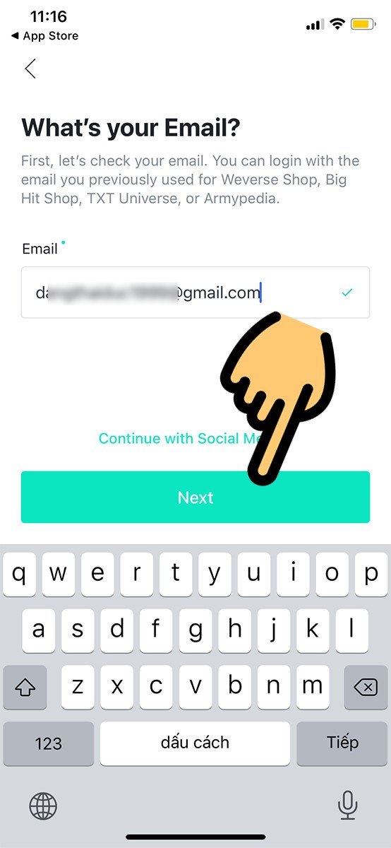 Nhập email của bạn