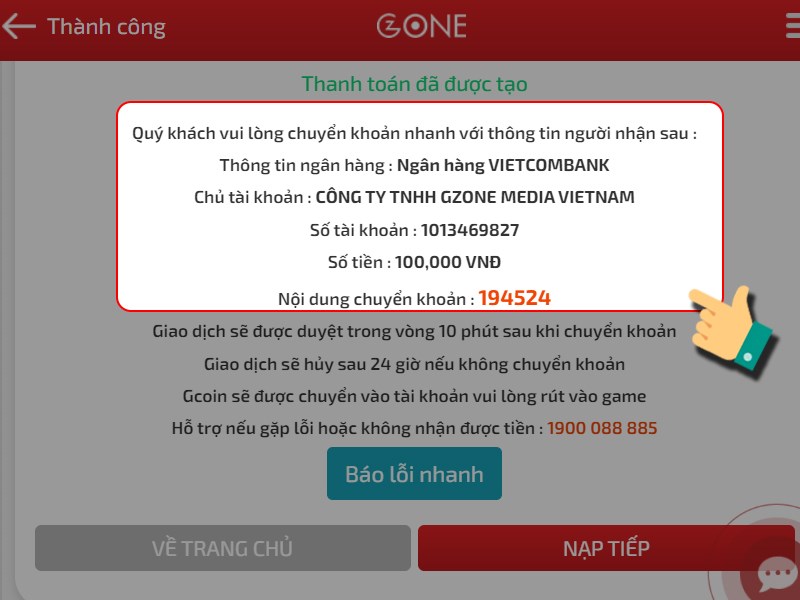Chuyển khoản theo th&ocirc;ng tin như ảnh