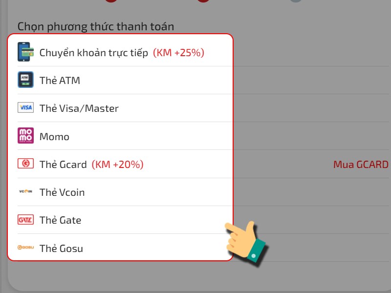 Chọn c&aacute;ch thanh to&aacute;n