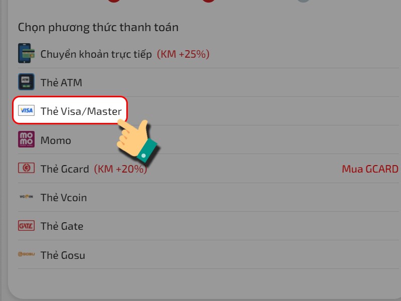 Thanh to&aacute;n bằng Thẻ Visa/Master