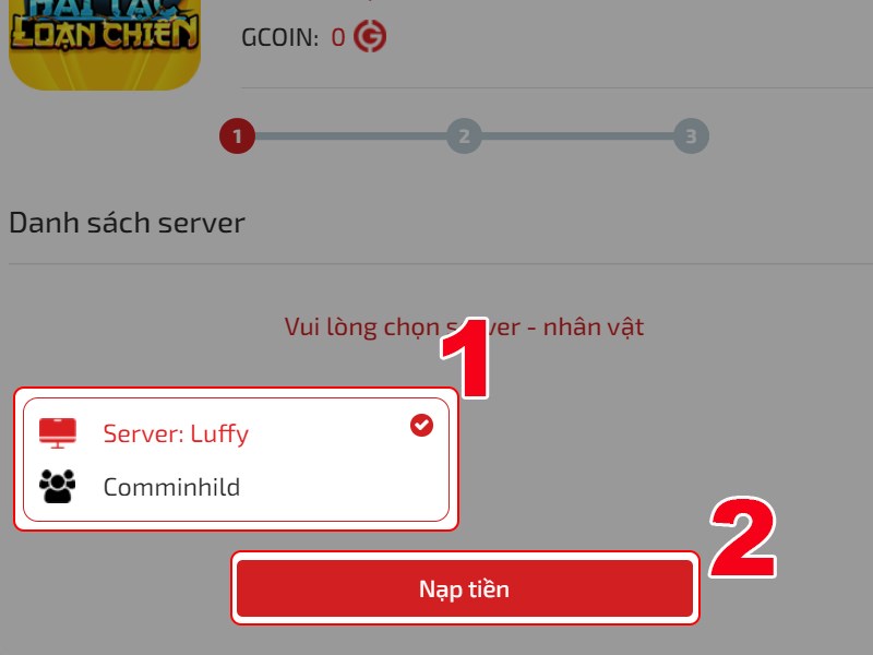 Chọn nh&acirc;n vật bạn muốn nạp