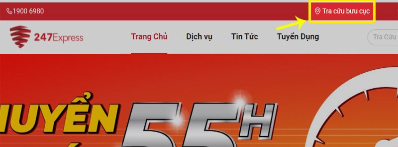 Chọn Tra cứu bưu cục