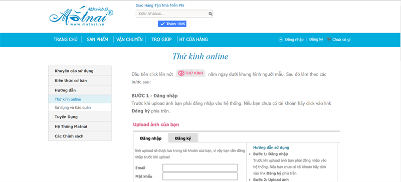 Thử kính online bằng matnai.vn