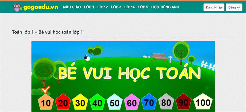 Học Toán lớp 1 trên mạng bằng gogoedu.vn