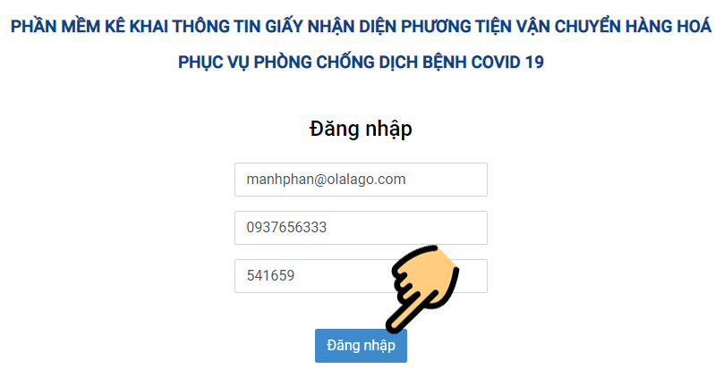 Điền các thông tin về phương tiện