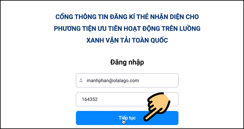 Vào email xem mã xác thực