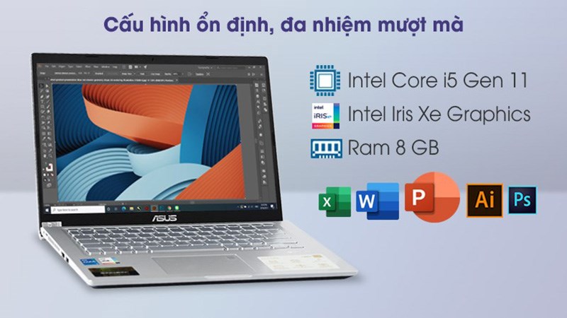 Asus VivoBook A415EA sở hữu thiết kế thanh lịch