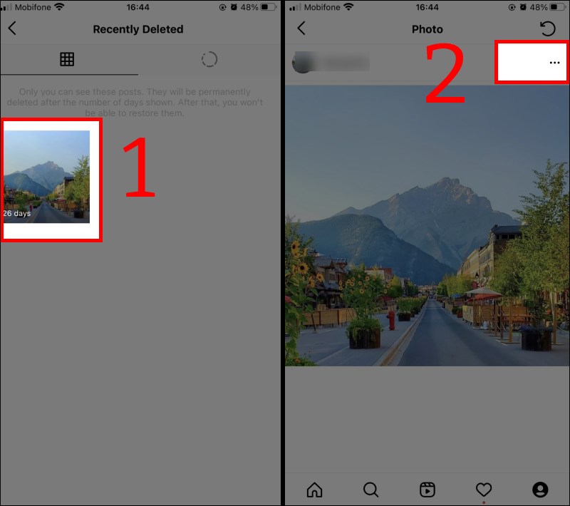 Chọn bài viết muốn khôi phục và nhấn vào biểu tượng dấu 3 chấm Chọn bài viết muốn khôi phục và nhấn vào biểu tượng dấu 3 chấm