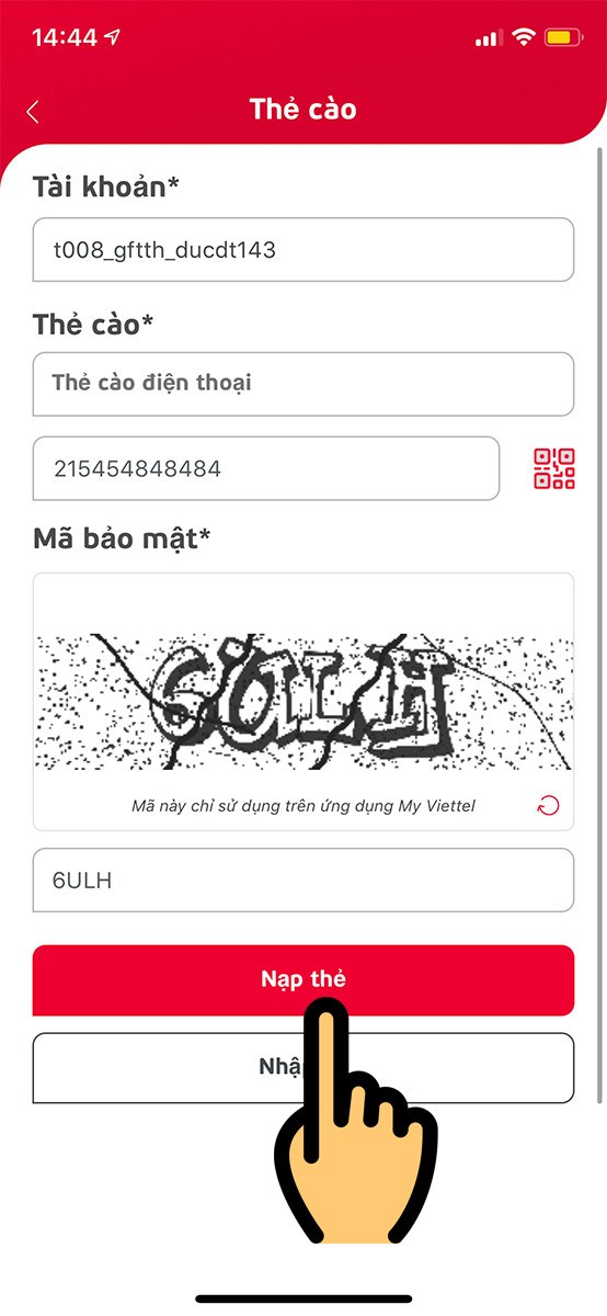 Thanh toán cước internet Viettel