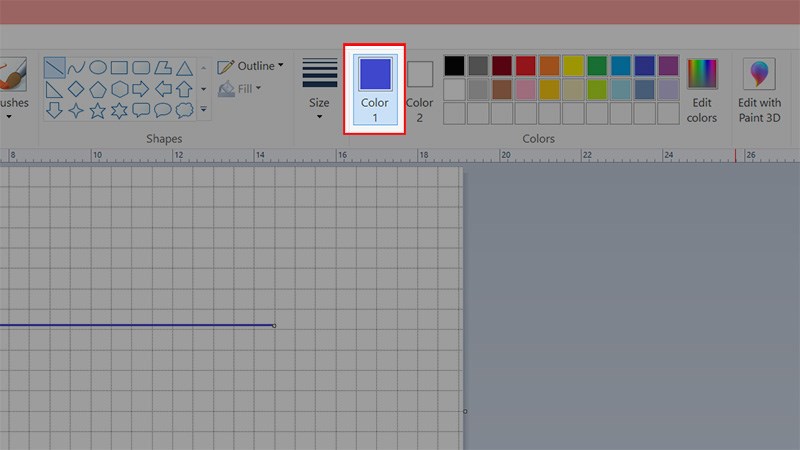 V&agrave; chọn Color 1 để đổi m&agrave;u cho đường thẳng