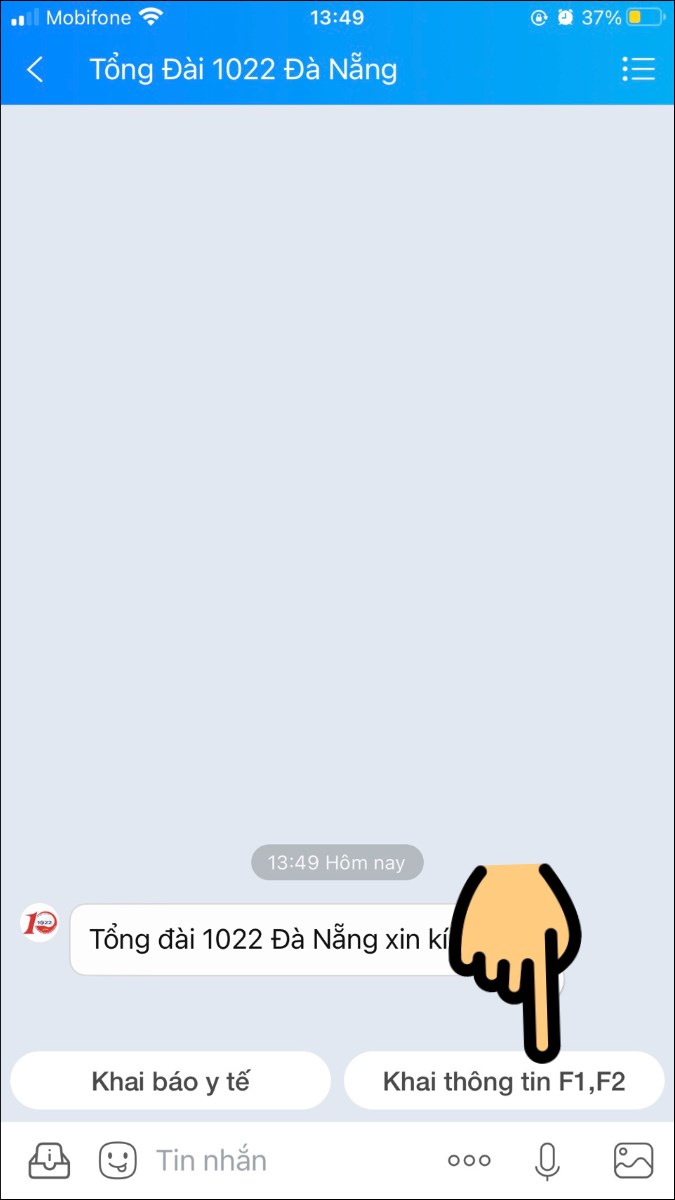 Chọn mục Khai th&ocirc;ng tin F1,F2