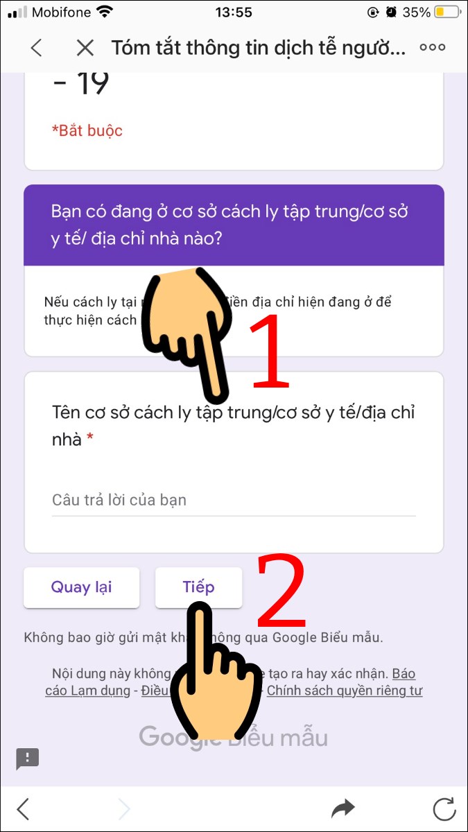 Nhấn n&uacute;t Tiếp