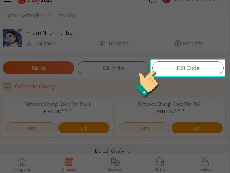 Chọn đổi code