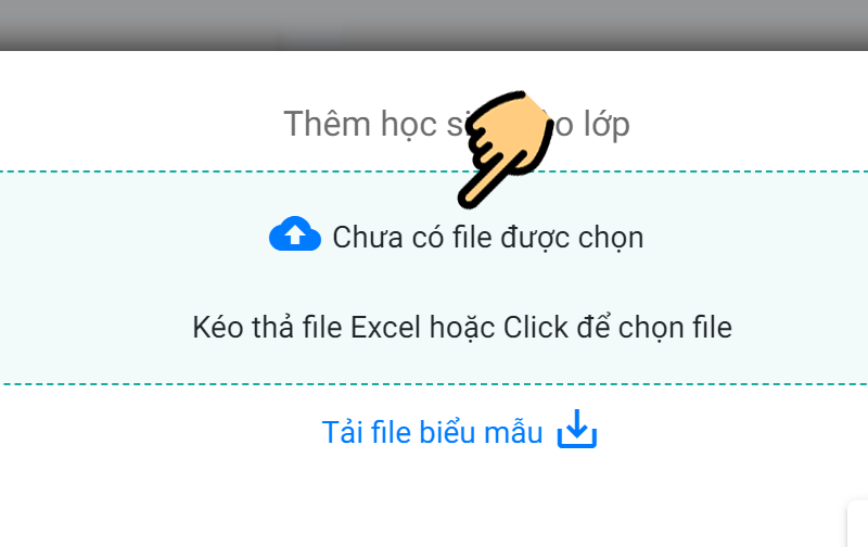Kéo thả file Excel hoặc click để chọn file tải lên