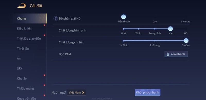 Tùy chỉnh cài đặt sẽ giúp bạn trải nghiệm game Liên Quân Mobile một cách tối ưu và dễ dàng hơn bao giờ hết. Hãy xem hình ảnh liên quan để biết thêm chi tiết về cách tùy chỉnh cài đặt nhé!
