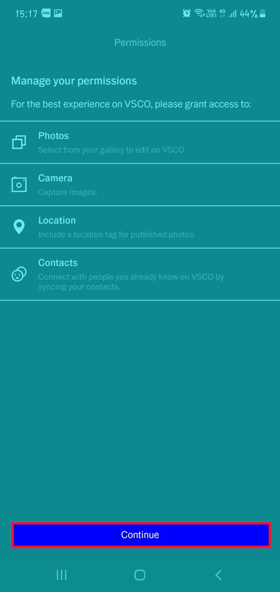 chọn Continue để ho&agrave;n tất đăng k&yacute;
