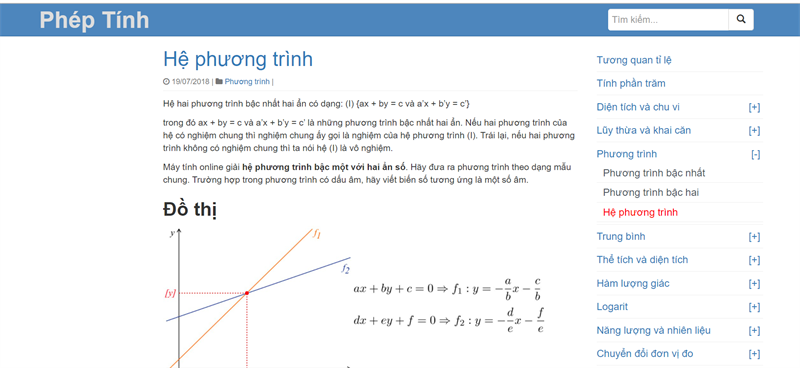 pheptinh.com - Giải hệ phương trình bậc nhất hai ẩn