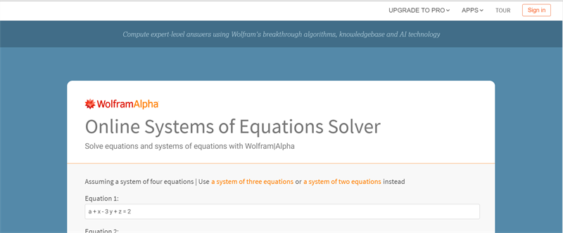 WolframAlpha: Giải hệ phương trình online nhiều ẩn