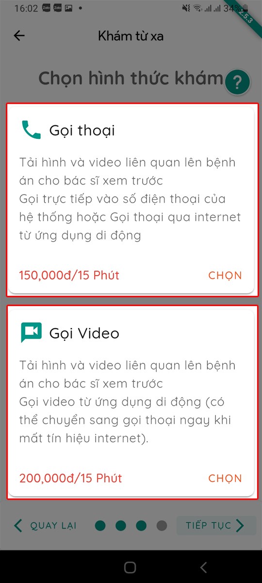 Chọn hình thức khám bệnh