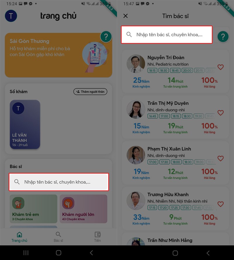 Chọn bác sĩ khám bệnh