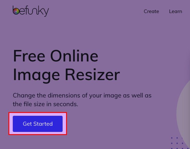 Truy cập trang web befunky.com > Chọn Get Started
