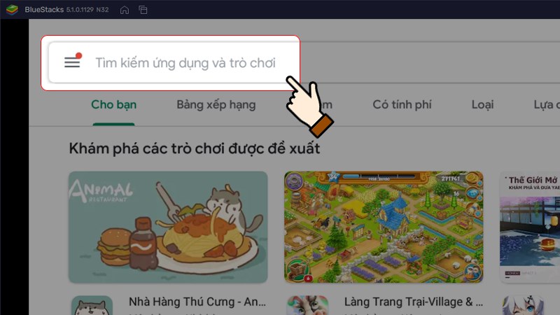 Nhấn chọn vào thanh tìm kiếm