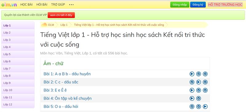 olm.vn - Học Tiếng Việt lớp 1 trực tuyến