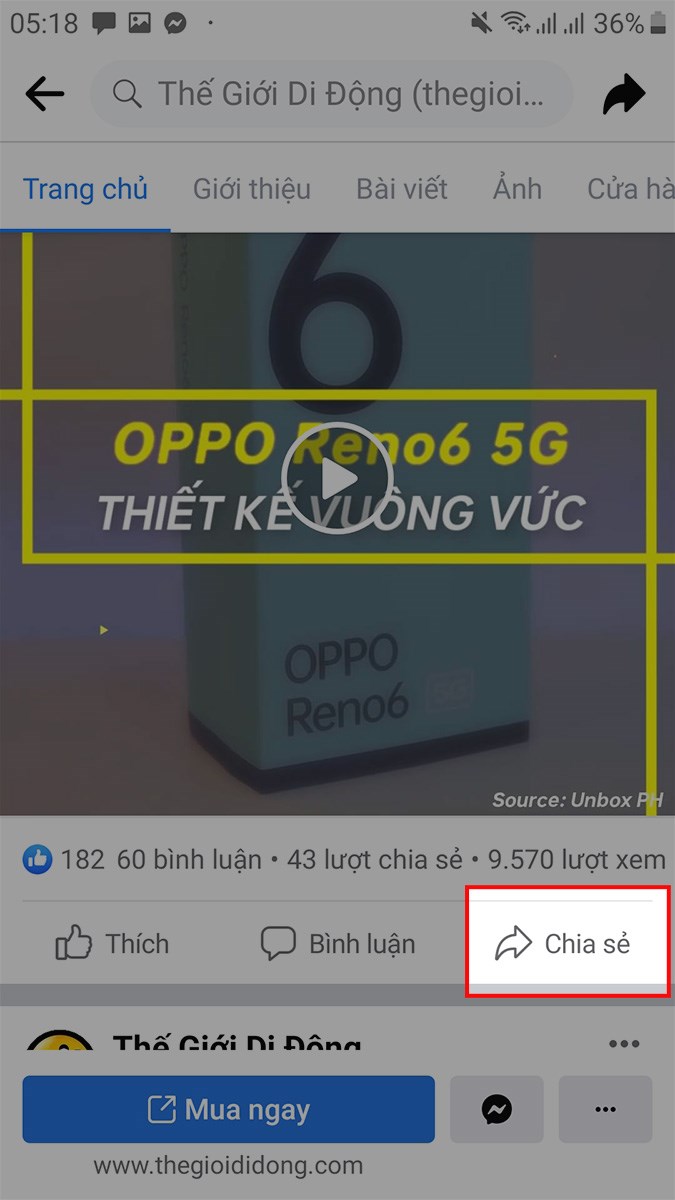 Nhọn video bạn muốn lấy link >&nbsp;Chọn Chia sẻ ở g&oacute;c dưới b&ecirc;n phải video