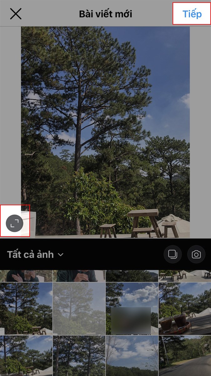 Nhấn v&agrave;o biểu tượng 2 dấu mũi t&ecirc;n > Chọn Tiếp ở g&oacute;c tr&ecirc;n b&ecirc;n phải