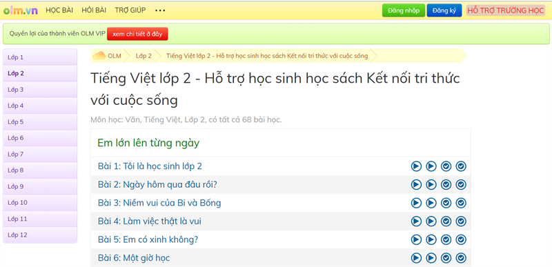 olm.vn - Học Tiếng Việt lớp 2 trực tuyến