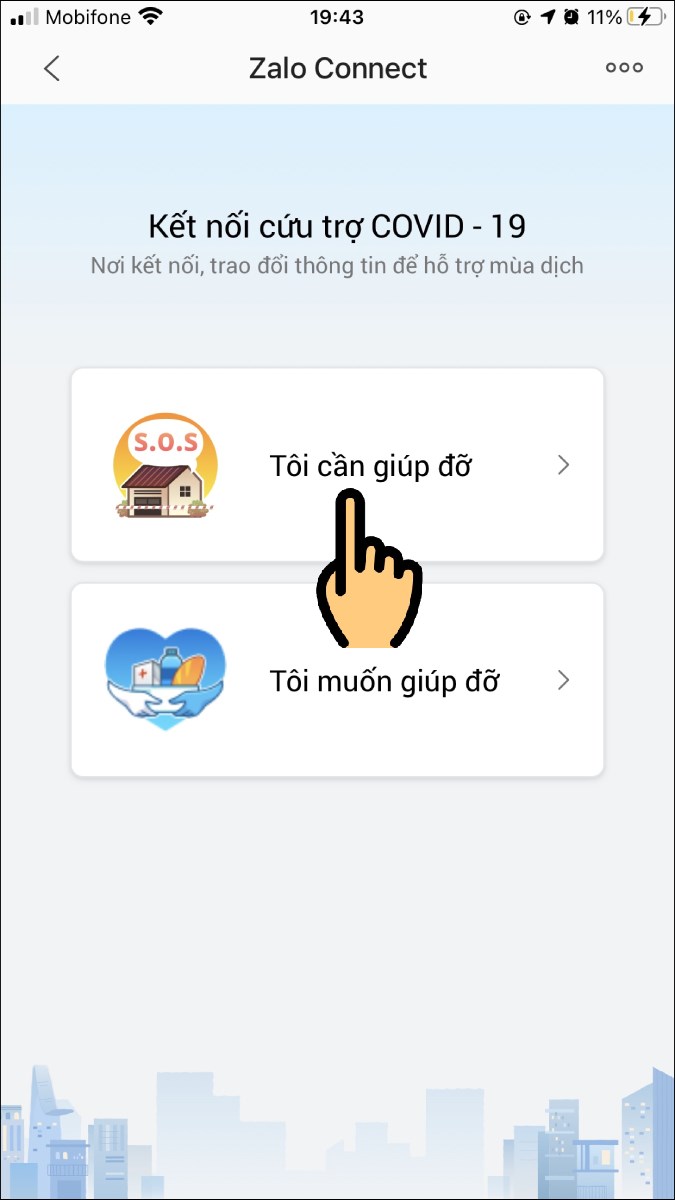 Chọn mục T&ocirc;i cần gi&uacute;p đỡ