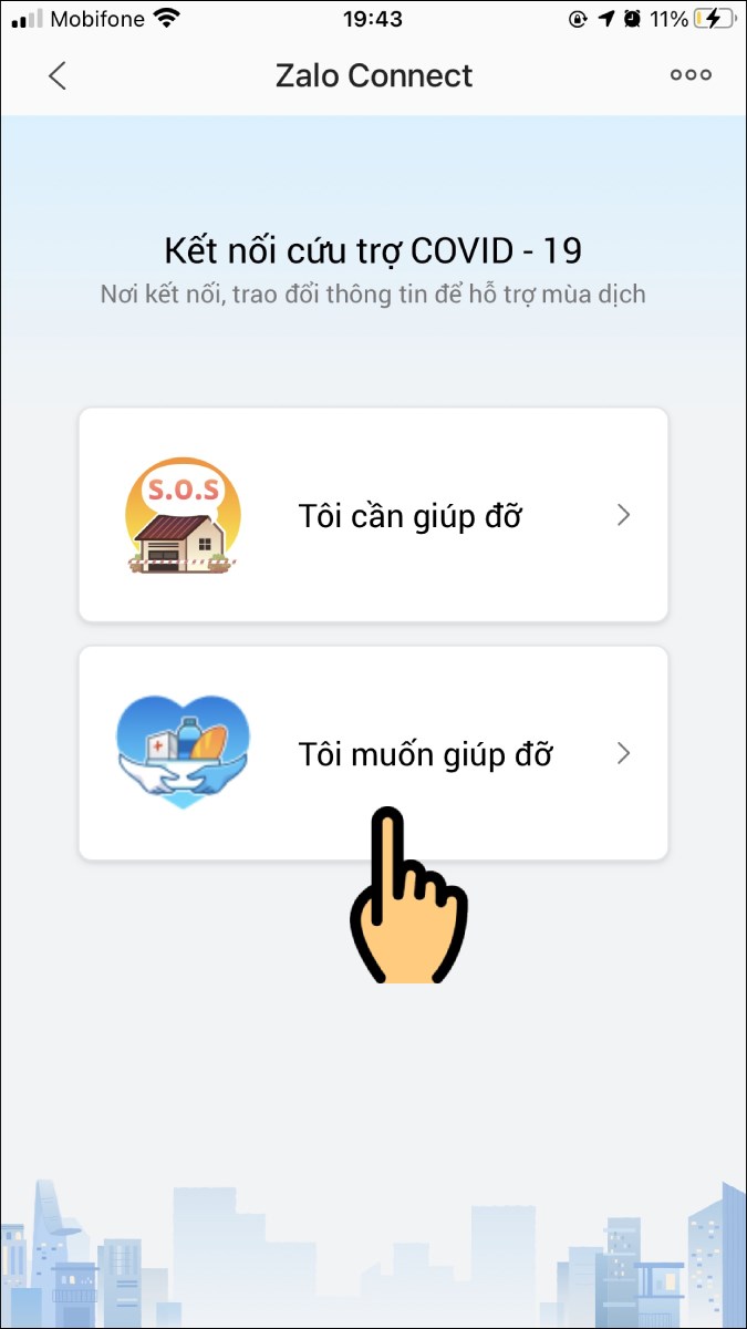 Chọn mục T&ocirc;i muốn gi&uacute;p đỡ