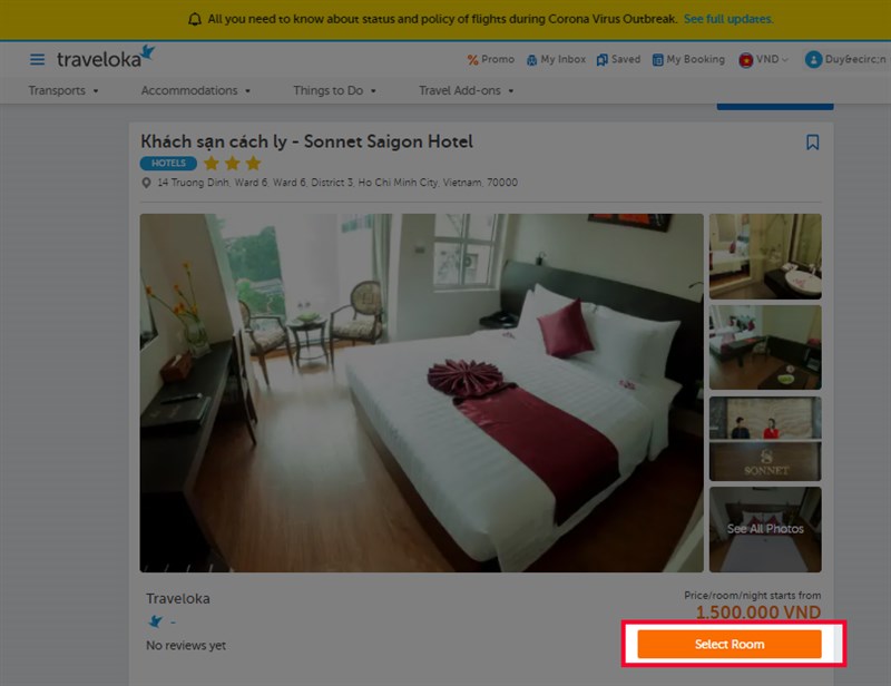 Chọn ph&ograve;ng mong muốn v&agrave; chọn 