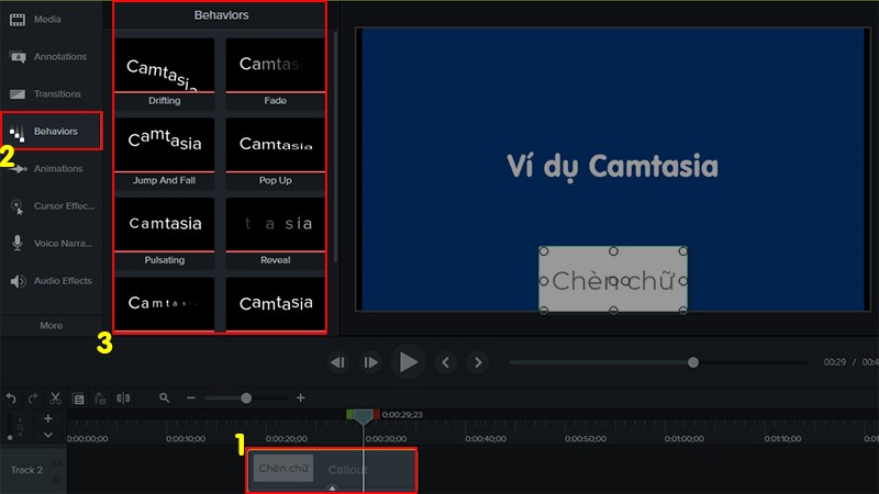 Thiết lập c&aacute;c hiệu ứng cho chữ