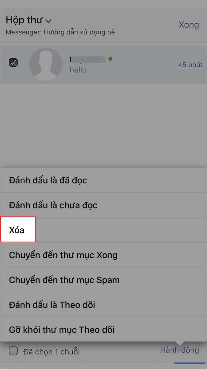 Chọn Xóa