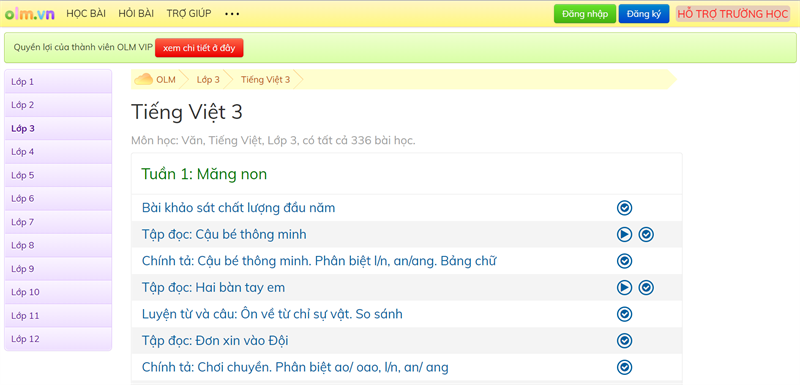 olm.vn - Học tiếng việt lớp 3 trực tuyến