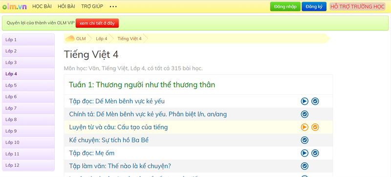 olm.vn - Học Tiếng Việt lớp 4 trực tuyến