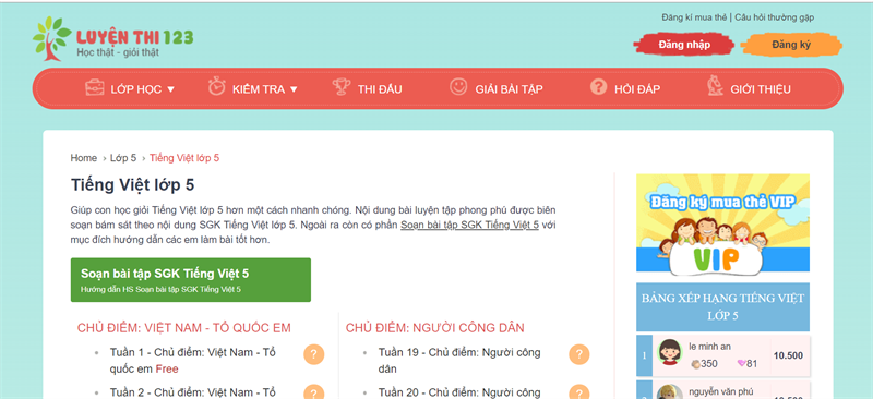 luyenthi123.com - Học Tiếng Việt lớp 5 online miễn ph&iacute;