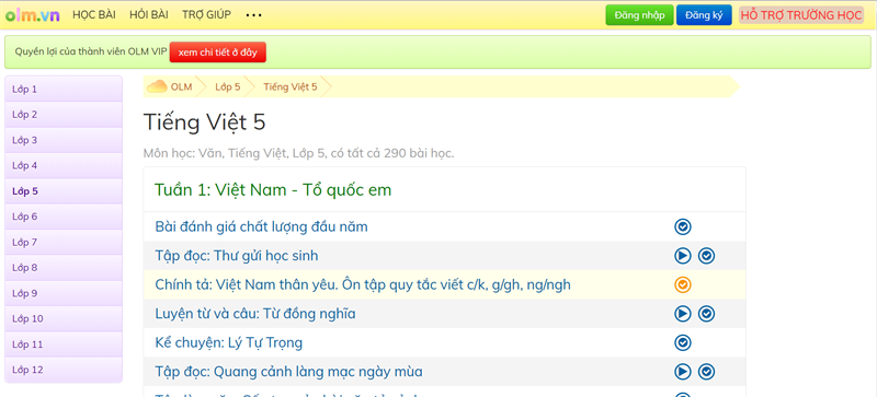 olm.vn - Học Tiếng Việt lớp 5 trực tuyến